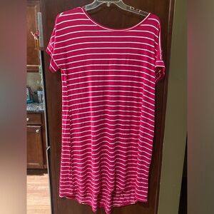 Sweet Love Pink and White Striped Tee Dress